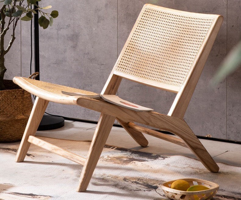 Poltrona lounge moderna, poltrona lounge, sedia moderna della metà del secolo in legno di frassino