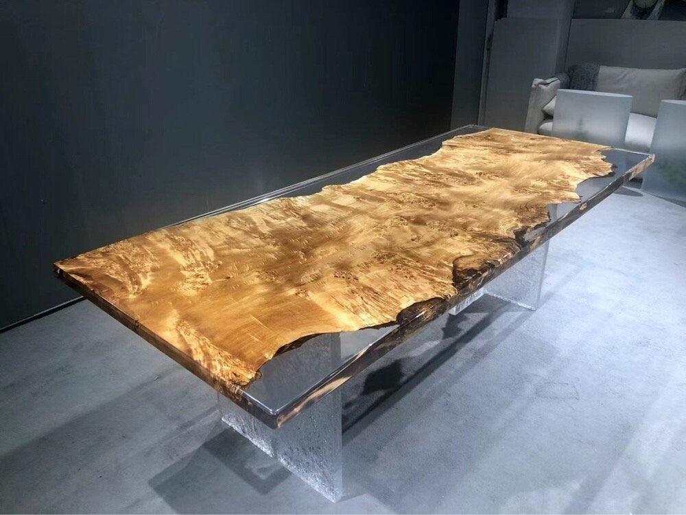 Art Work Epoxy Resin Table, Epoxy Resin one piece table, Live edge dining table