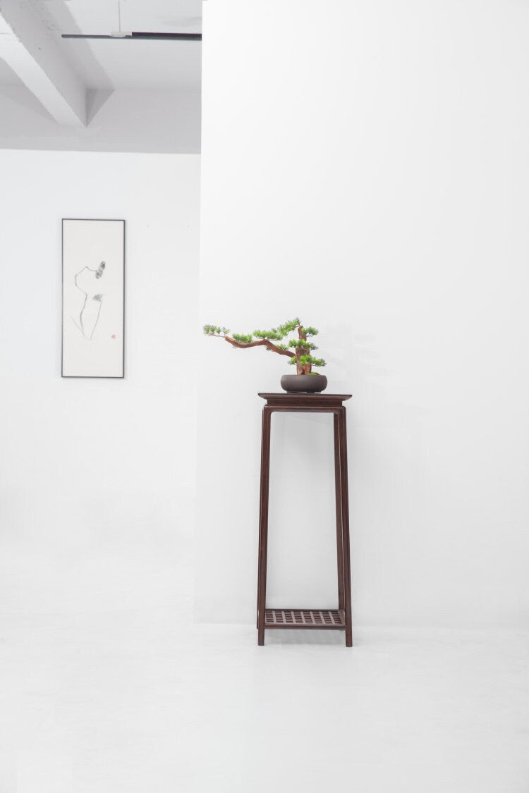 2 layer Wood Plant Stand, Indoor Bohemian Decor, Wooden Display - SlabstudioHongKong