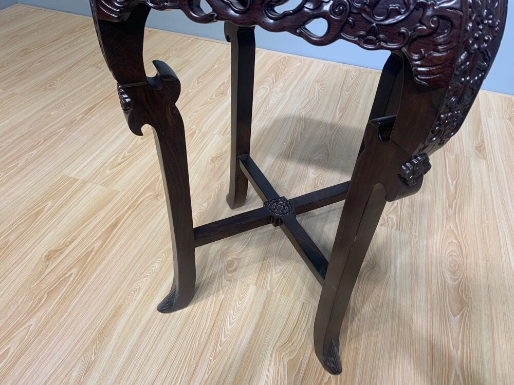 beautiful hand-Crafted carving wood Accent Stool, carving wood Plant Stand, End Table, handmade craftsmanship art work, , Solid Hardwood - SlabstudioHongKong