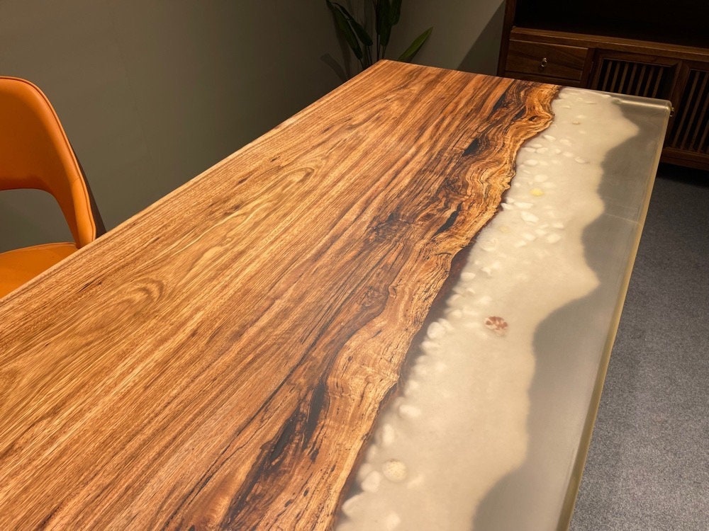カスタムオーダーのオリーブウッドエポキシテーブル、木製エポキシ樹脂テーブル、オリーブウッドエポキシテーブルではありません