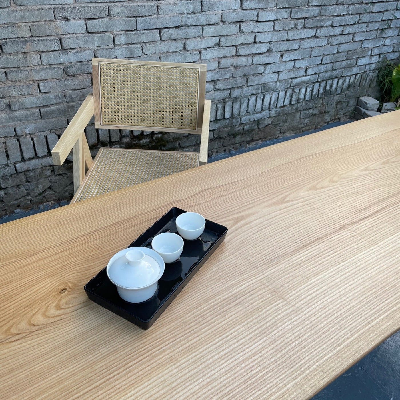 white colour slab, Ash wood light color slab,  Ash wood slab wood dining table - SlabstudioHongKong