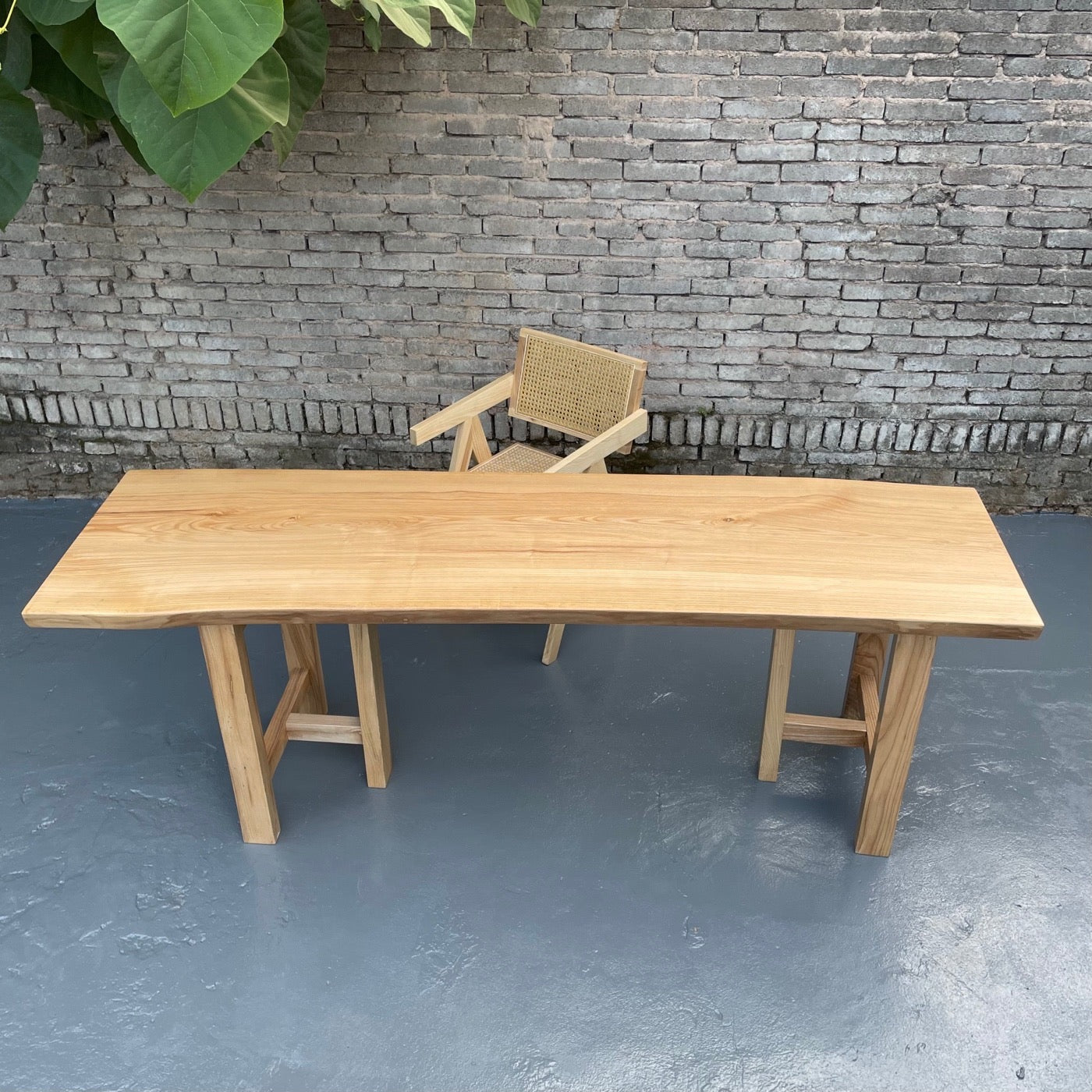 white colour slab, Ash wood light color slab,  Ash wood slab wood dining table - SlabstudioHongKong