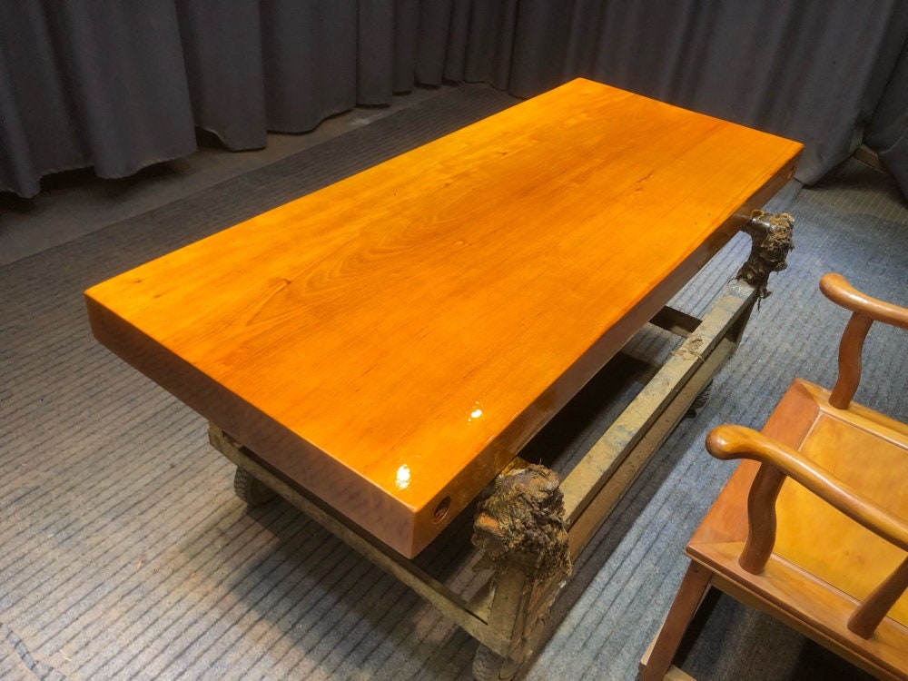 Wooden Slab Kitchen Table, Slab table joints, African Chirvi Slab Table - SlabstudioHongKong