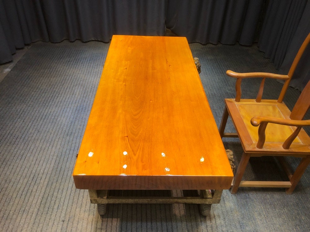 Wooden Slab Kitchen Table, Slab table joints, African Chirvi Slab Table - SlabstudioHongKong