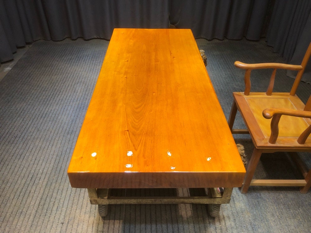 Wooden Slab Kitchen Table, Slab table joints, African Chirvi Slab Table - SlabstudioHongKong