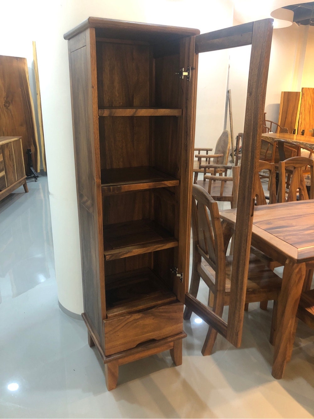 display cabinet, Walnut Shenandoah Liquor Cabinet, solid walnut cabinet , filling walnut cabinet, tall cabinet - SlabstudioHongKong