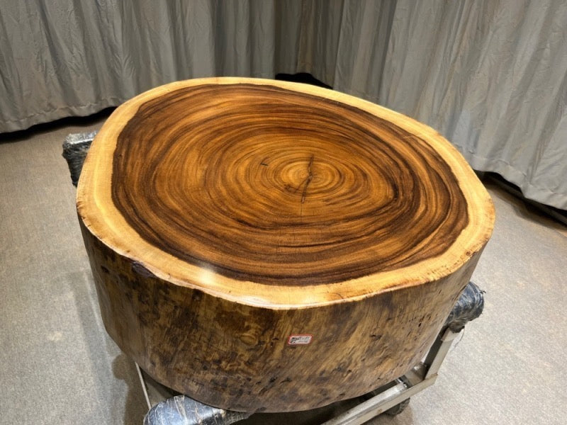 drum coffee table, large coffee table, round wooden coffee table, wood coffee tables - SlabstudioHongKong