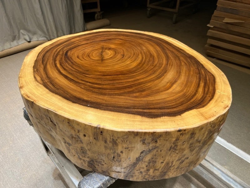 drum coffee table, large coffee table, round wooden coffee table, wood coffee tables - SlabstudioHongKong