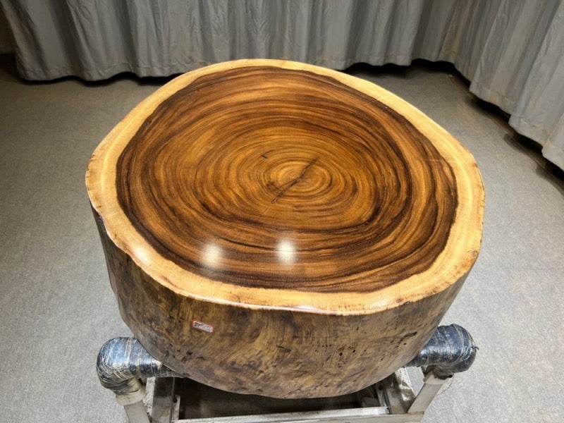 drum coffee table, large coffee table, round wooden coffee table, wood coffee tables - SlabstudioHongKong