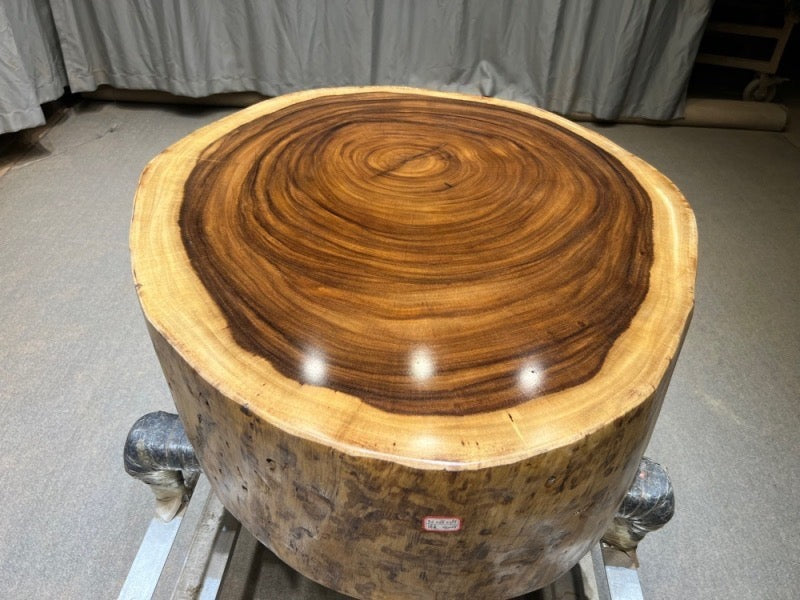 drum coffee table, large coffee table, round wooden coffee table, wood coffee tables - SlabstudioHongKong
