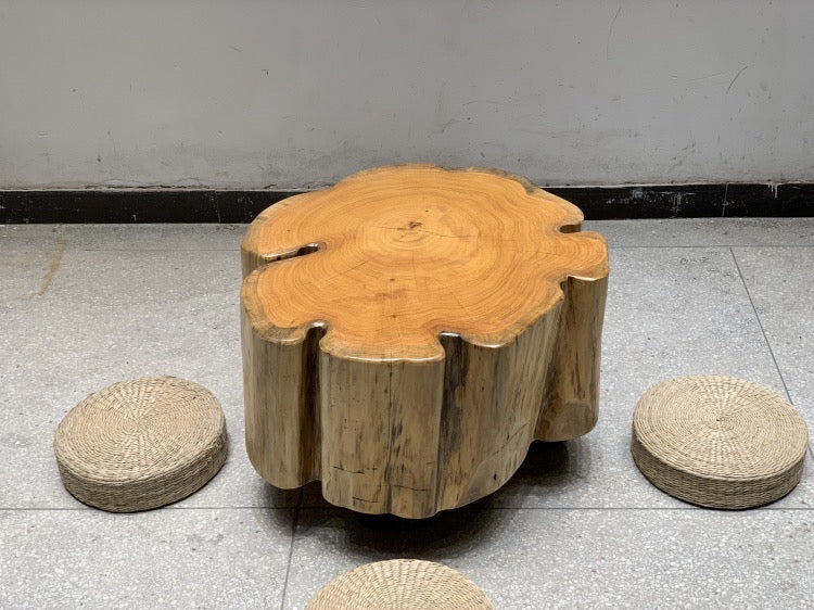 drum coffee table, live edge coffee table, white color coffee table, nesting coffee table, wood coffee table - SlabstudioHongKong