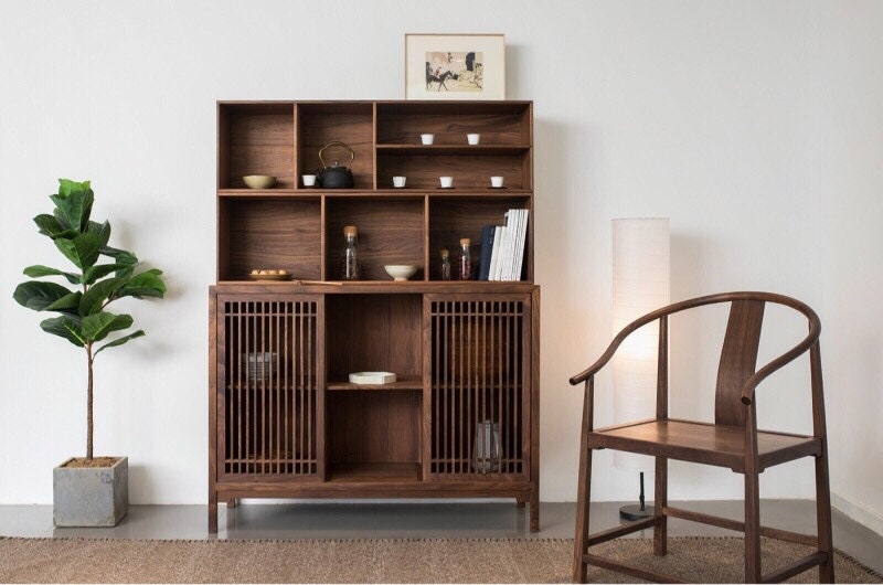 Extra large sideboard, black walnut wood sideboard, 3 combination ,3 cabinet,  can separate sideboard, - SlabstudioHongKong