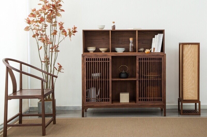 Extra large sideboard, black walnut wood sideboard, 3 combination ,3 cabinet,  can separate sideboard, - SlabstudioHongKong