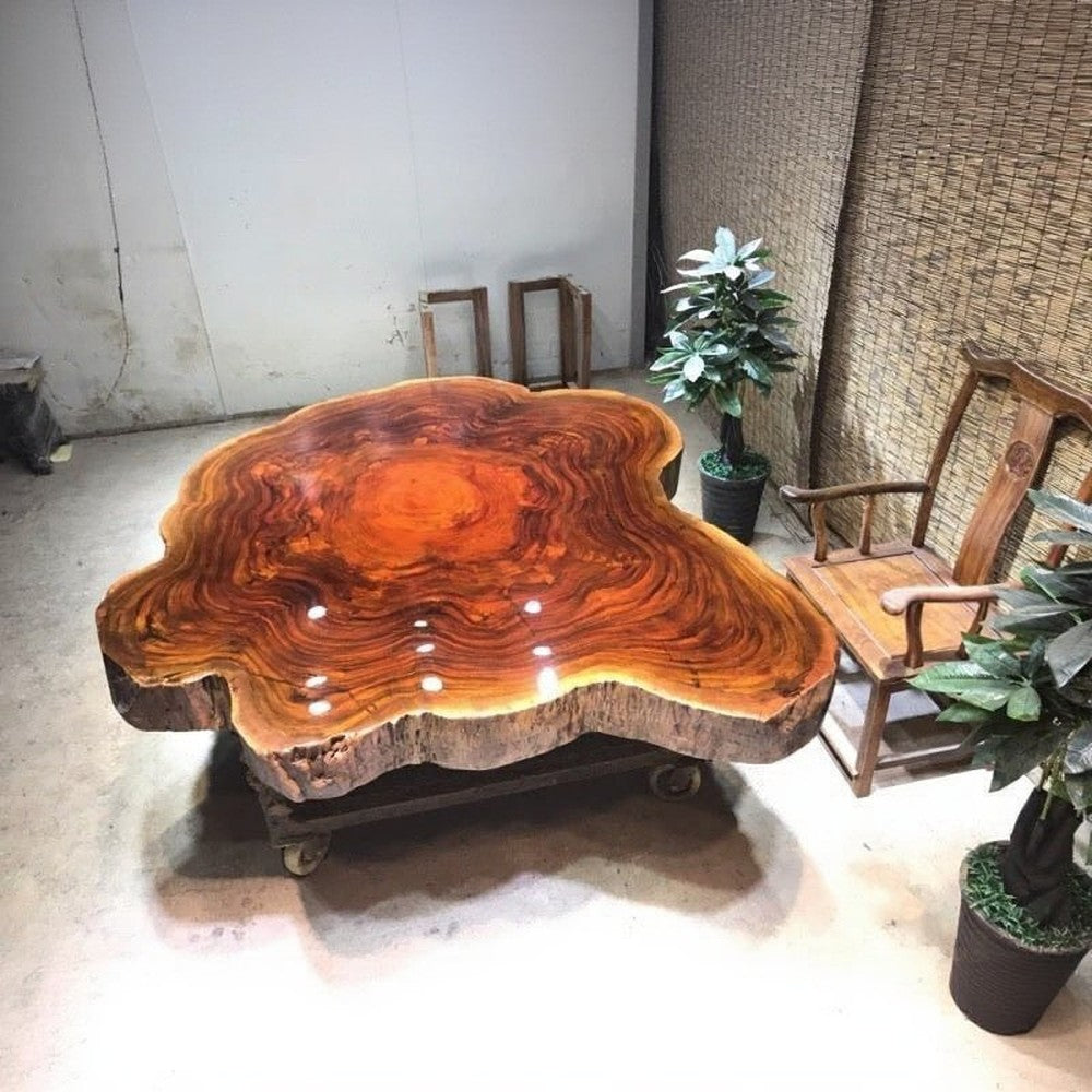 Prism Live Edge Red Color Dining Table