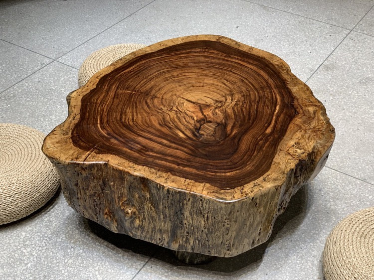 Live edge coffee table, round wood coffee table coffee table with lift top, drum coffee table - SlabstudioHongKong