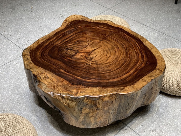 Live edge coffee table, round wood coffee table coffee table with lift top, drum coffee table - SlabstudioHongKong