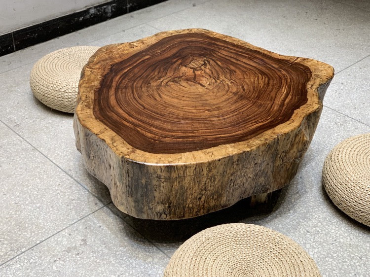 Live edge coffee table, round wood coffee table coffee table with lift top, drum coffee table - SlabstudioHongKong