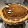live edge round dining table, gold coffee table, timber wood coffee table - SlabstudioHongKong