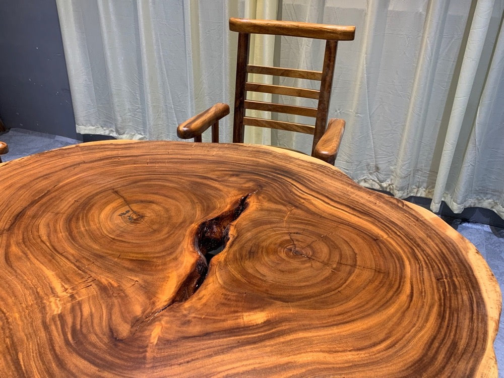 live edge round table top, large round live edge dining table, live edge round kitchen table - SlabstudioHongKong