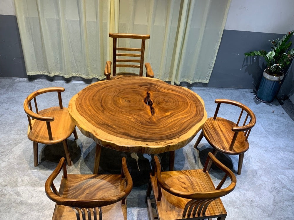 live edge round table top, large round live edge dining table, live edge round kitchen table - SlabstudioHongKong
