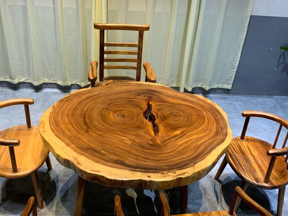 live edge round table top, large round live edge dining table, live edge round kitchen table - SlabstudioHongKong