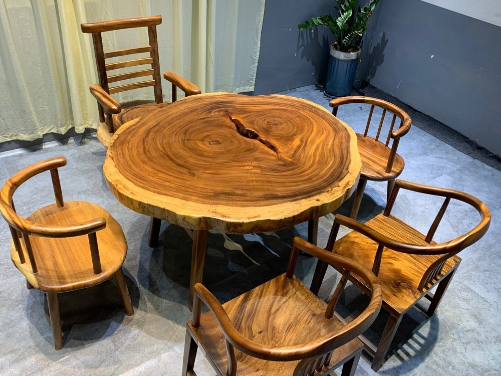 live edge round table top, large round live edge dining table, live edge round kitchen table - SlabstudioHongKong