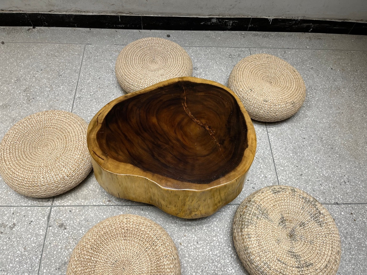 Outdoor table, oval coffee table, walnut coffee table, wooden coffee table, outdoor chair - SlabstudioHongKong