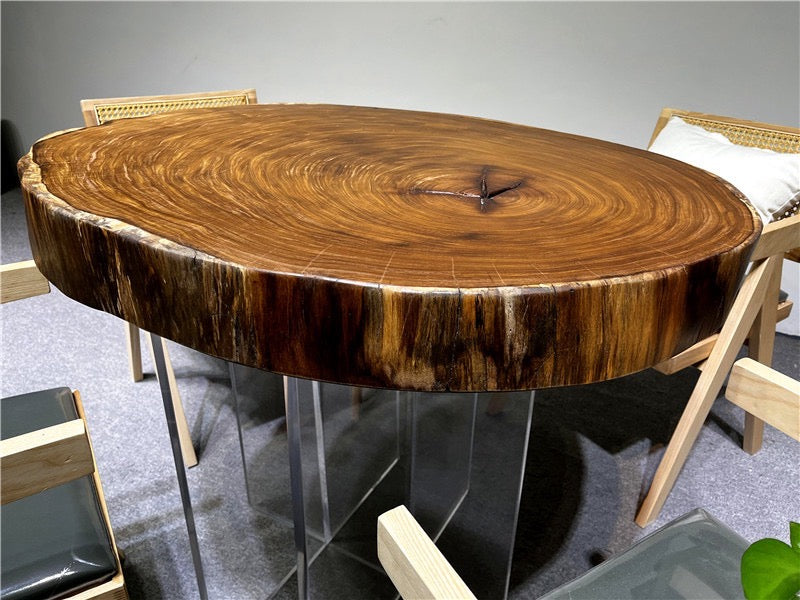 round live edge dining table, live edge round coffee table, coffee tables - SlabstudioHongKong