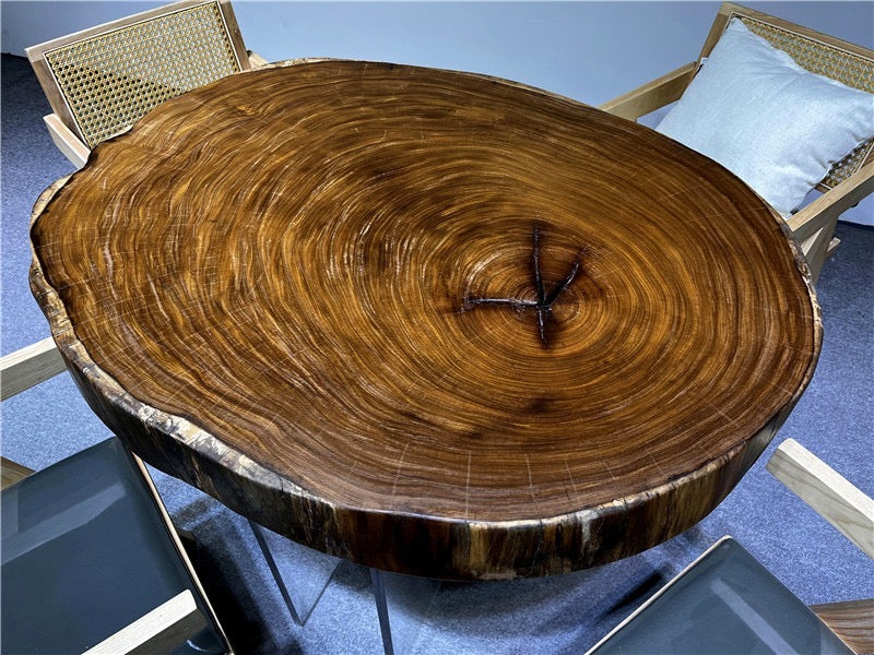 round live edge dining table, live edge round coffee table, coffee tables - SlabstudioHongKong