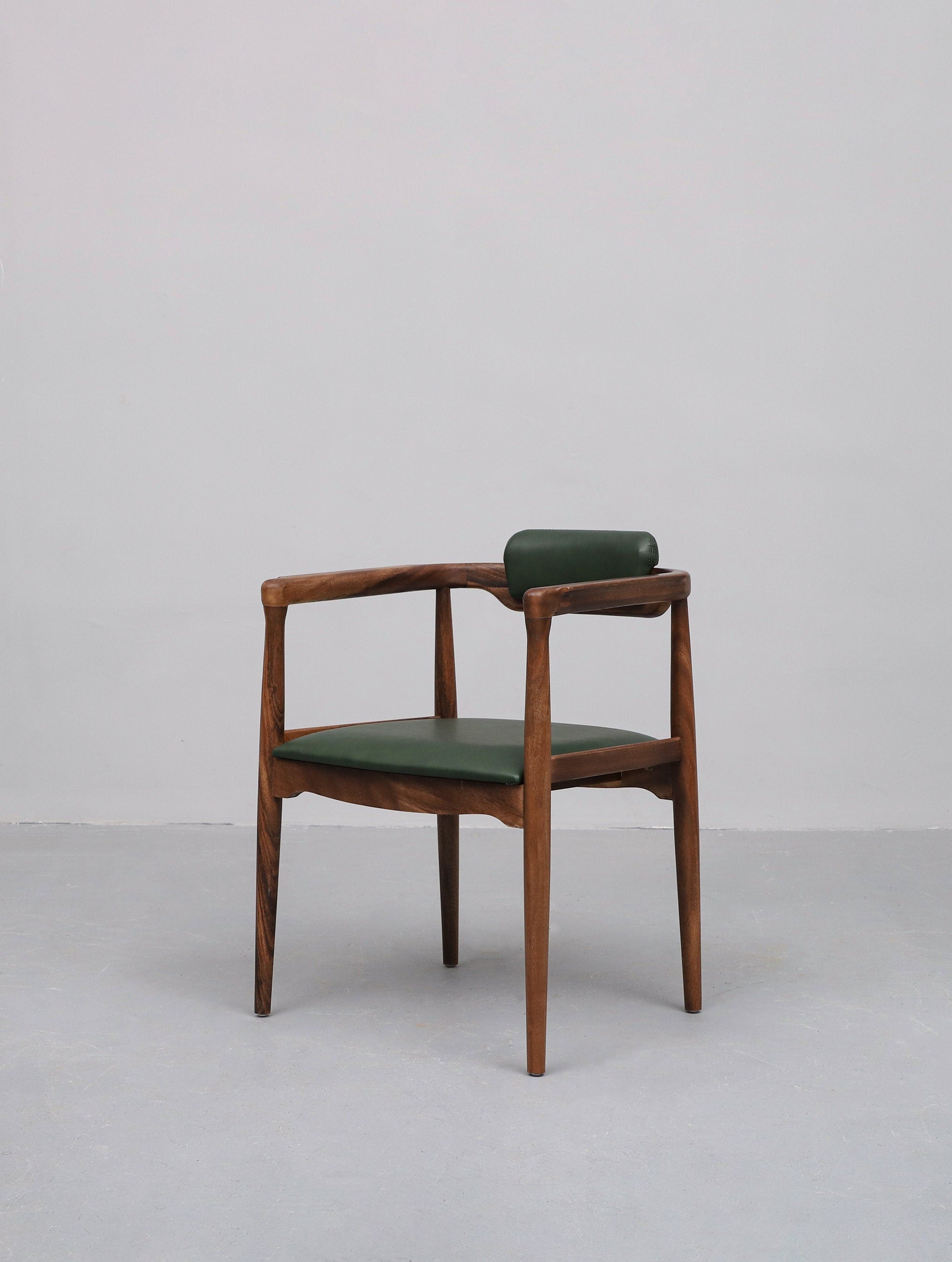 leather accent chair, desk chair leather, walnut chair, Solid Wood chair, faux leather chair pads,wood chair, leather barrel chair - SlabstudioHongKong