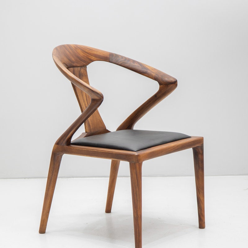 walnut wood chair, chair, Mid Century Modern Chair, Desk Chair, Dining Chairs, Leather Chairs, Mid Century Chair - SlabstudioHongKong