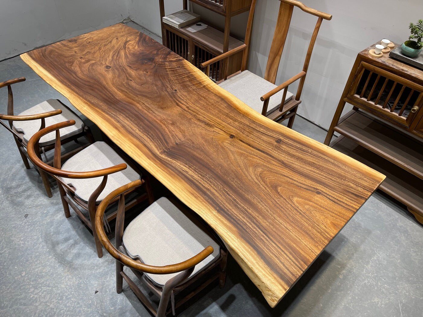 Slab For Dining Table , South American Walnut Slab table - SlabstudioHongKong