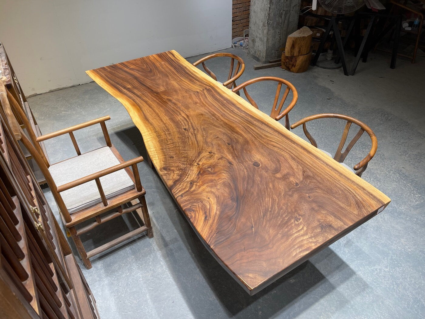 Slab For Dining Table , South American Walnut Slab table - SlabstudioHongKong