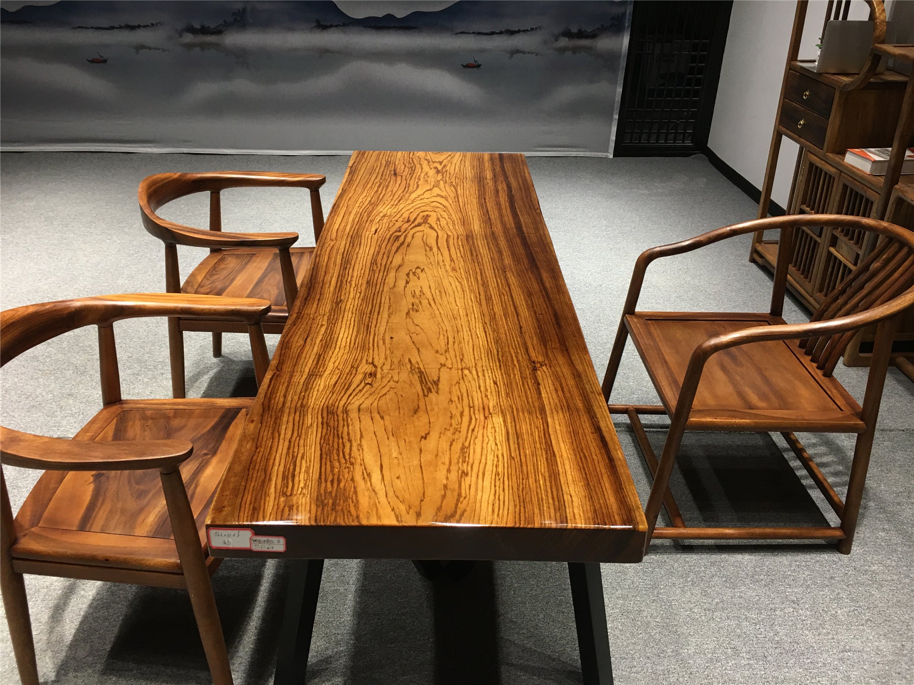 Zingana wood table, Zingana wood dining table, wood slab table top - SlabstudioHongKong