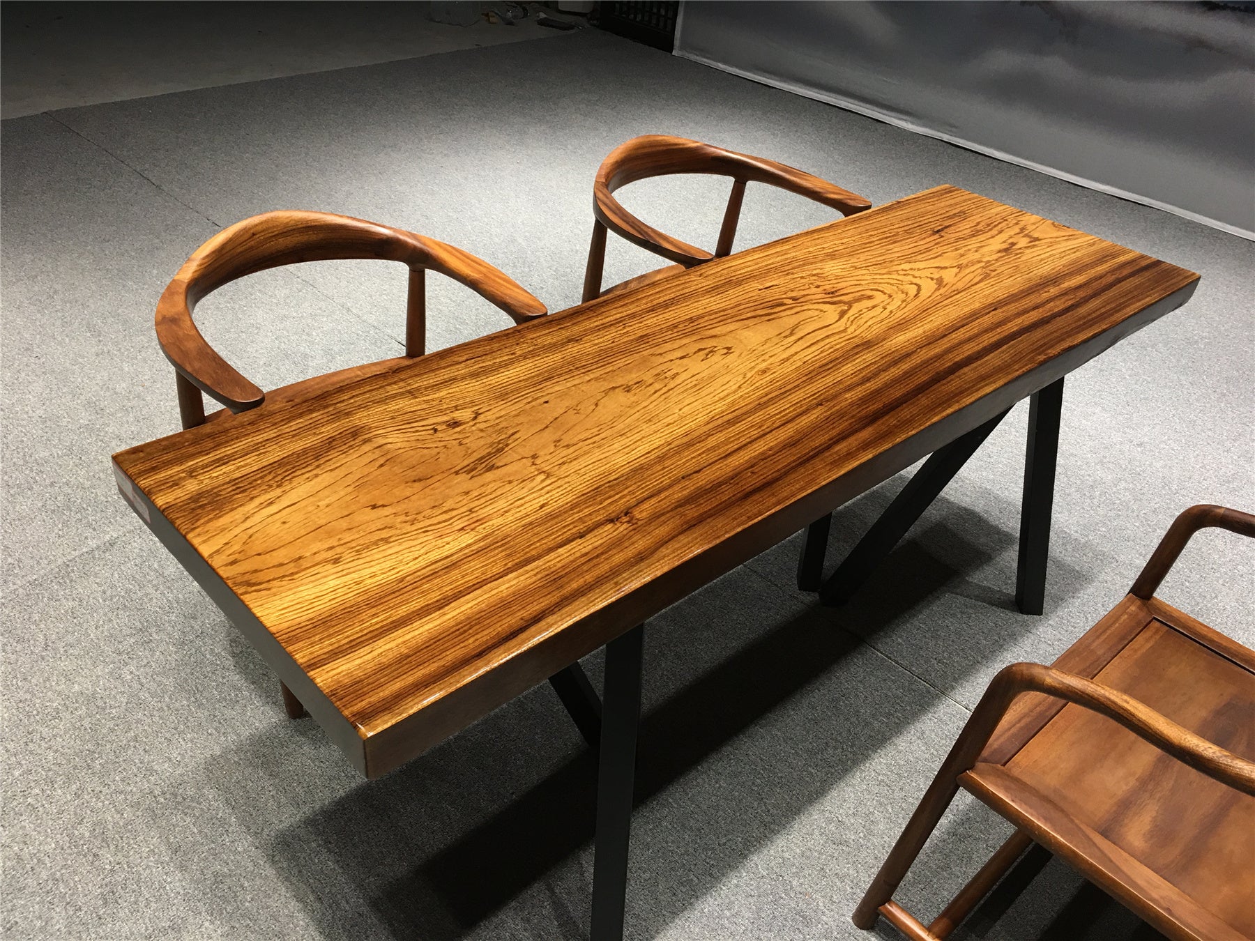 Zingana wood table, Zingana wood dining table, wood slab table top - SlabstudioHongKong