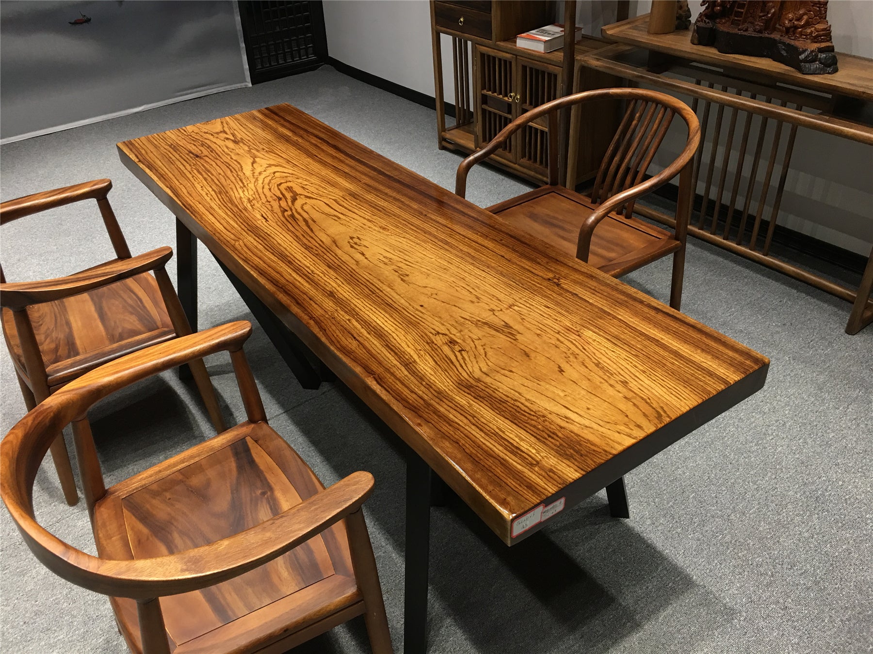 Zingana wood table, Zingana wood dining table, wood slab table top - SlabstudioHongKong