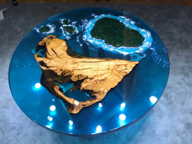 Camphor epoxy blue coffee table, Clear epoxy resin table,transparent epoxy table, epoxy coffee table,epoxy end table - SlabstudioHongKong