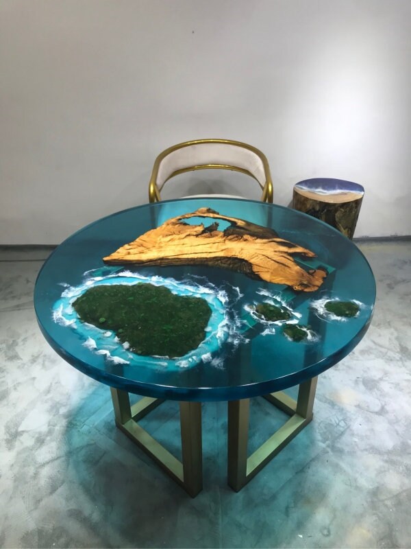 Camphor epoxy blue coffee table, Clear epoxy resin table,transparent epoxy table, epoxy coffee table,epoxy end table - SlabstudioHongKong