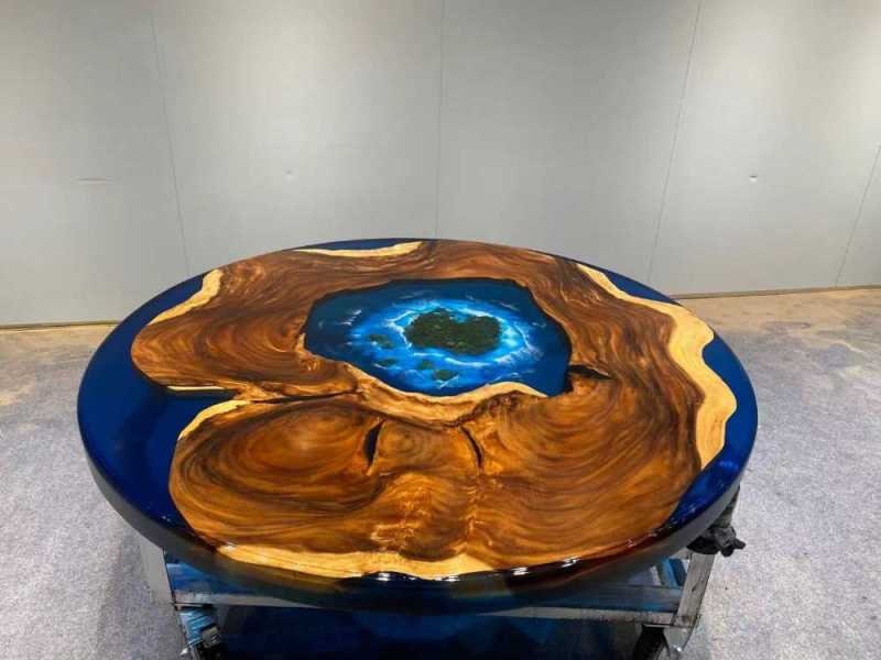 ocean round table, resin table,epoxy round table,epoxy resin dining table - SlabstudioHongKong