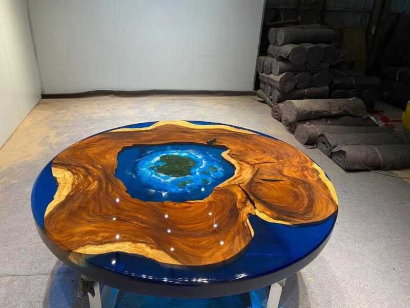 ocean round table, resin table,epoxy round table,epoxy resin dining table - SlabstudioHongKong