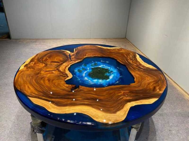 ocean round table, resin table,epoxy round table,epoxy resin dining table - SlabstudioHongKong