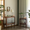 walnut and glass display cabinet, mid century end table, modern walnut cabinets - SlabstudioHongKong