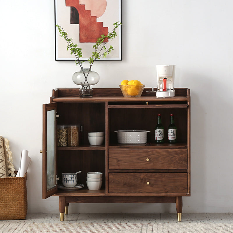 solid walnut cabinet for three size option, wood walnut cabinet, walnut kitchen cupboard - SlabstudioHongKong