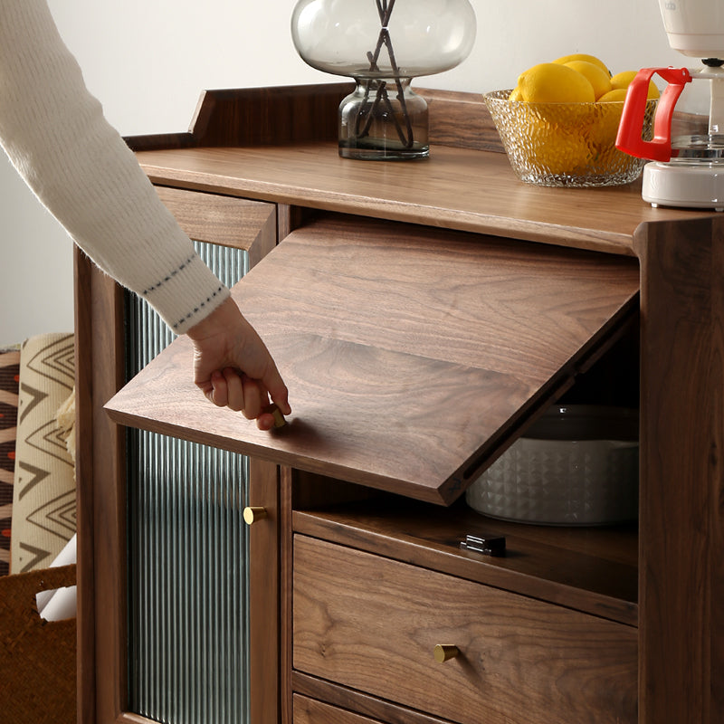 solid walnut cabinet for three size option, wood walnut cabinet, walnut kitchen cupboard - SlabstudioHongKong