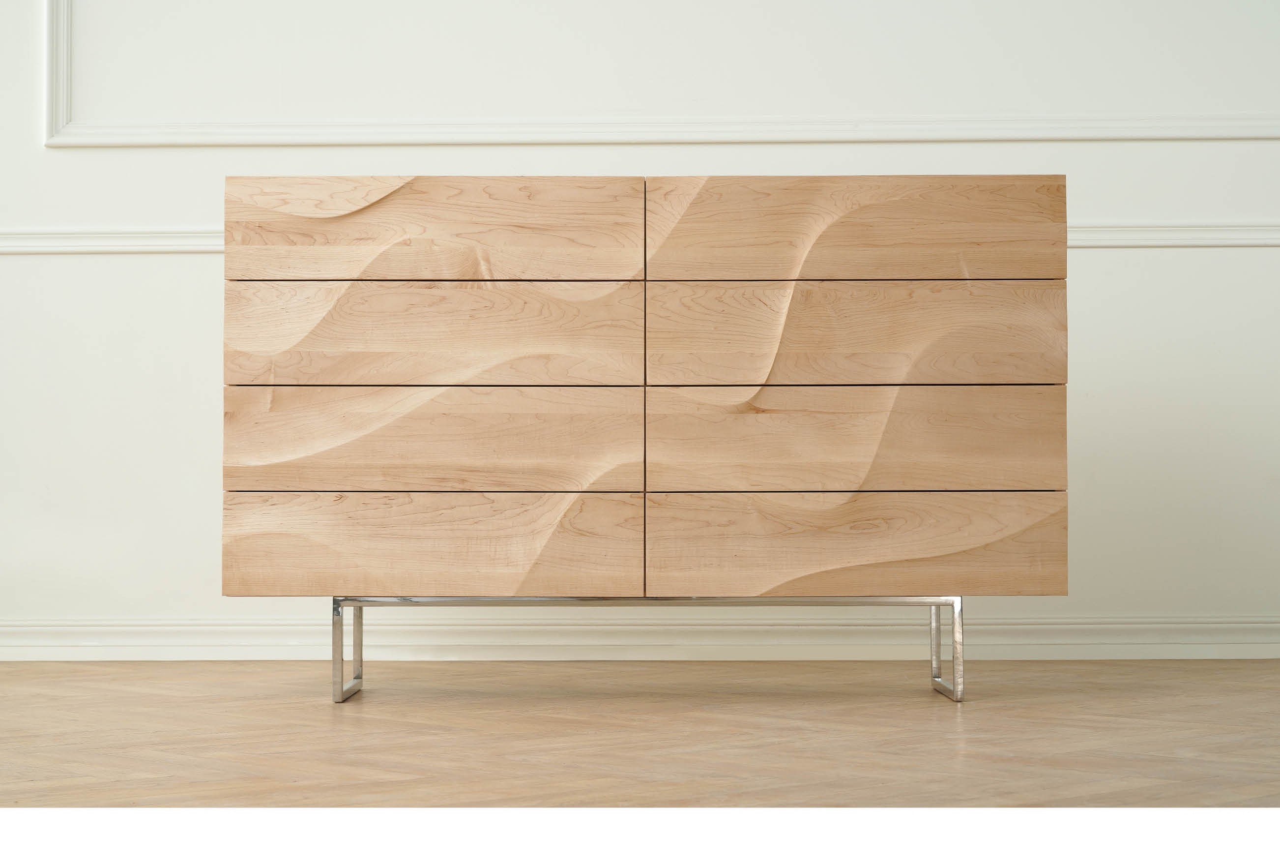 Art Deco Wave Black Walnut Wood Sideboard Art Deco Wave Black Walnut Wood Sideboard