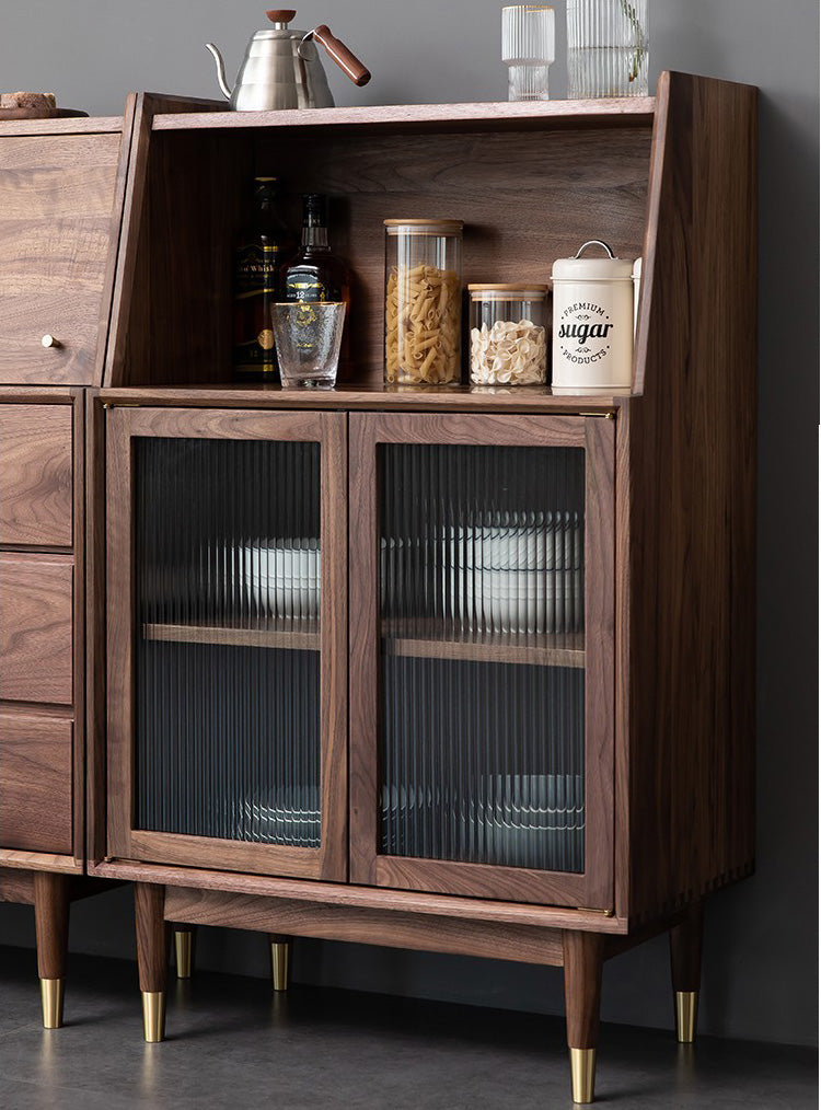 walnut kitchen cupboard for two option, modern walnut cabinets, walnut cabinet kitchen - SlabstudioHongKong