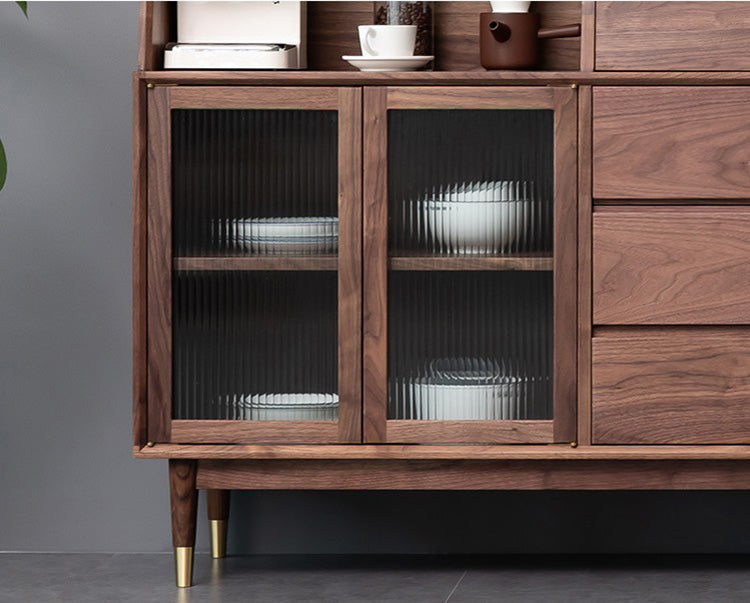 walnut kitchen cupboard for two option, modern walnut cabinets, walnut cabinet kitchen - SlabstudioHongKong