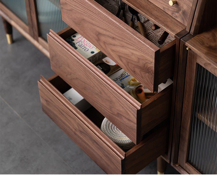 walnut kitchen cupboard for two option, modern walnut cabinets, walnut cabinet kitchen - SlabstudioHongKong
