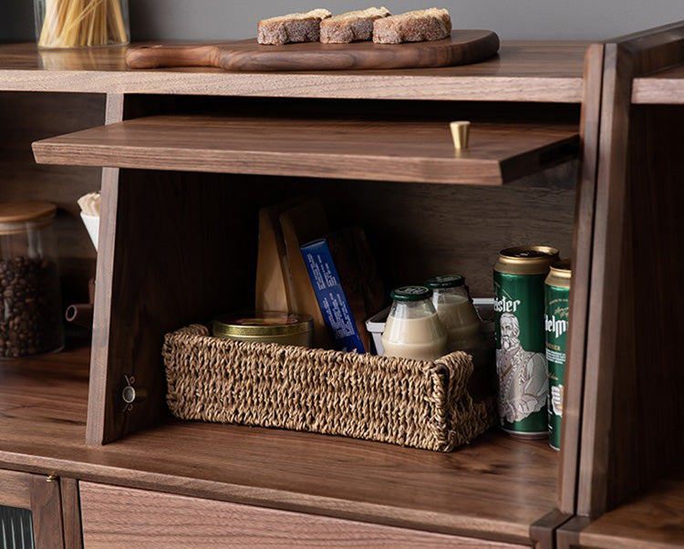 walnut kitchen cupboard for two option, modern walnut cabinets, walnut cabinet kitchen - SlabstudioHongKong